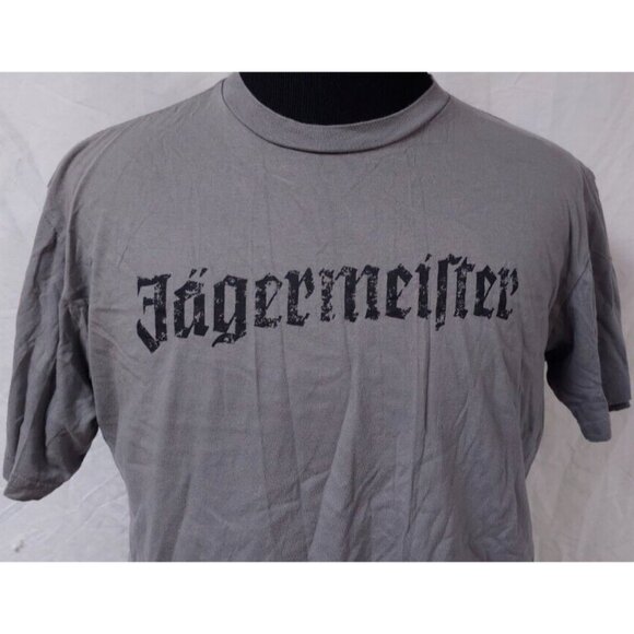 Jägermeister Mens Large Grey Spellout Distressed Deer Head Cross Tee Shirt - Picture 5 of 11